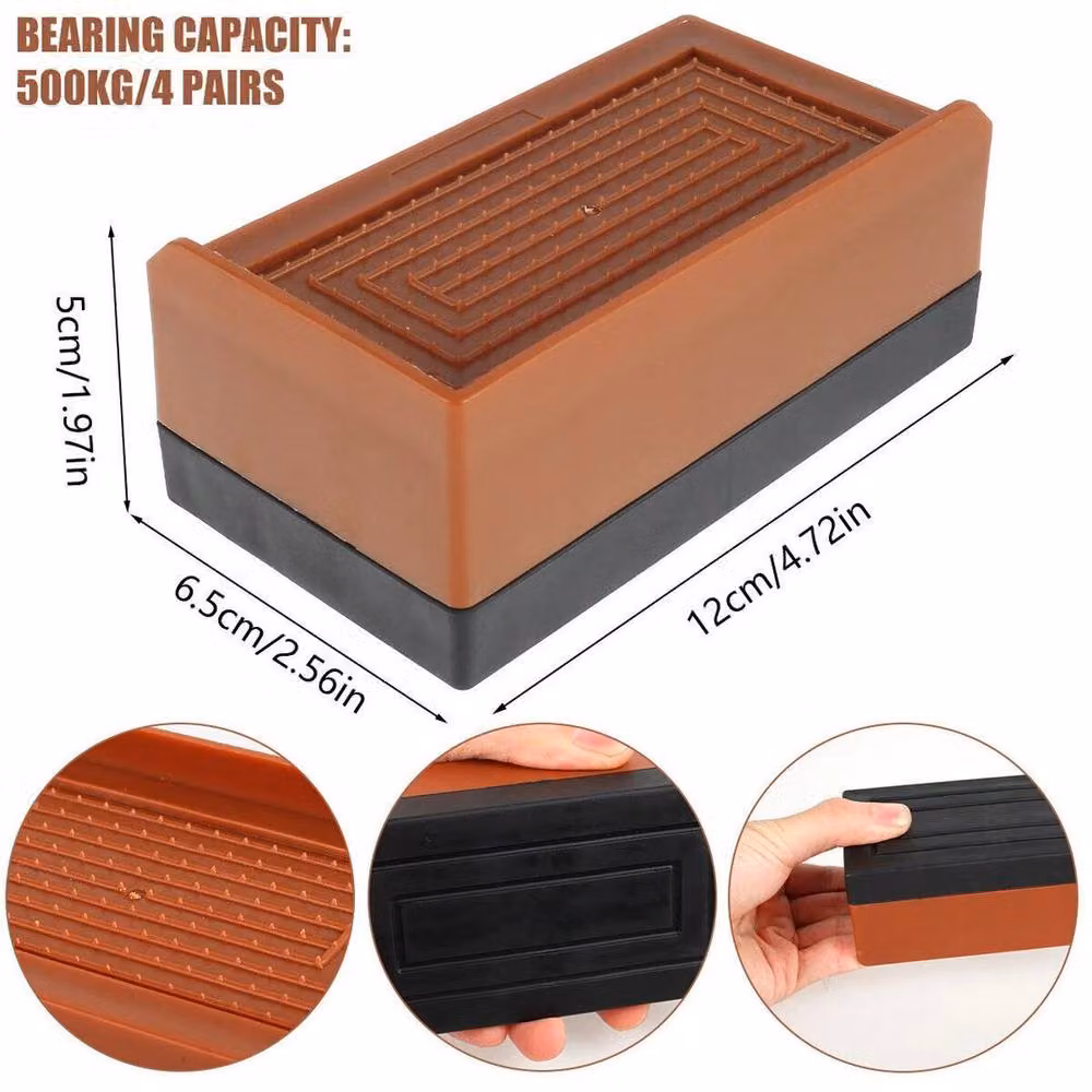 Kelvenix 4-Pack Heavy Duty Rectangle Bed Chair Risers in Brown – 2