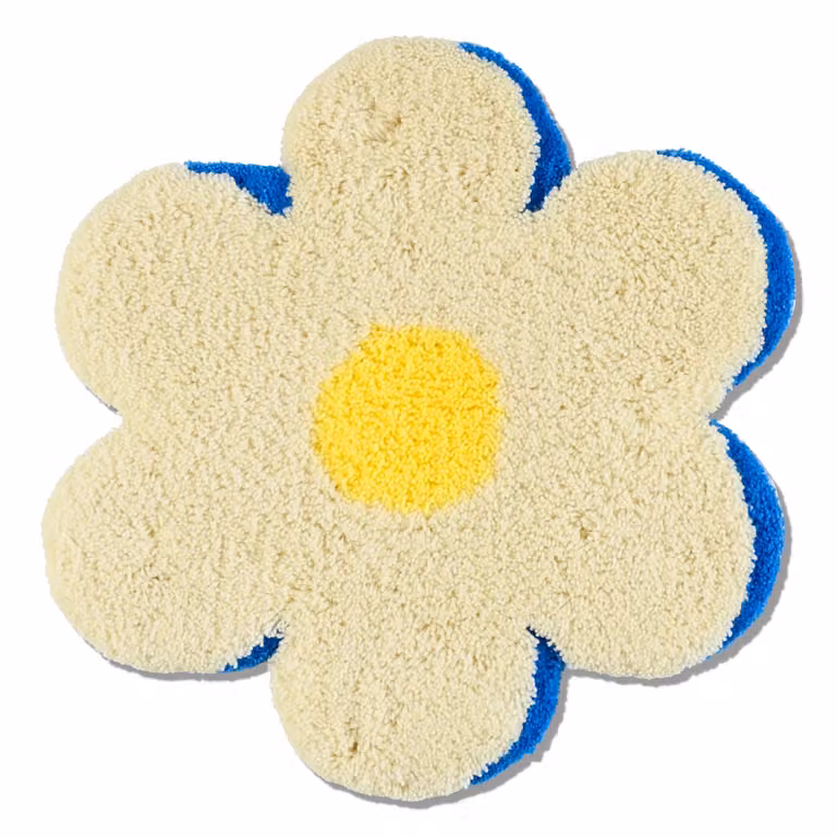 MIYOSHI RUG Flower Chair Rug in Beige with Floral Blossom Design