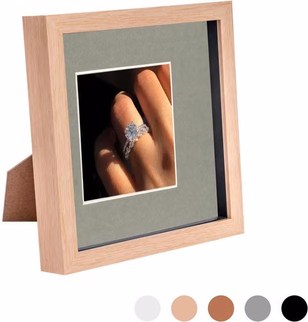 Nicola Spring 3D Box Photo Frame, Grey, W/H: 20.32 x 20.32 cm