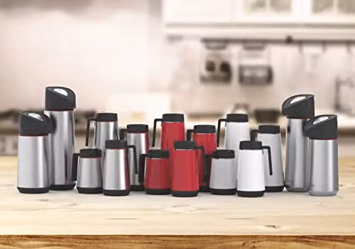 Tramontina Stainless Steel Thermal Flask with Carry Handle, Black and Silver, 1.0 l – 5