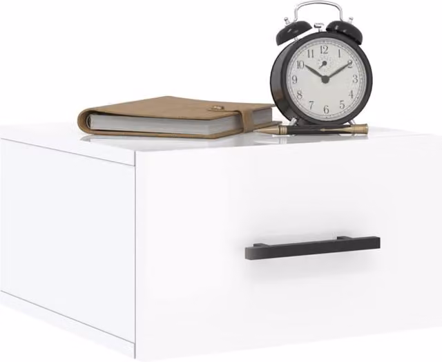 Berkfield Home High Gloss White Wall-mounted Bedside Cabinets, Set of 2, W/D/H: 35 x 20 x 35 cm