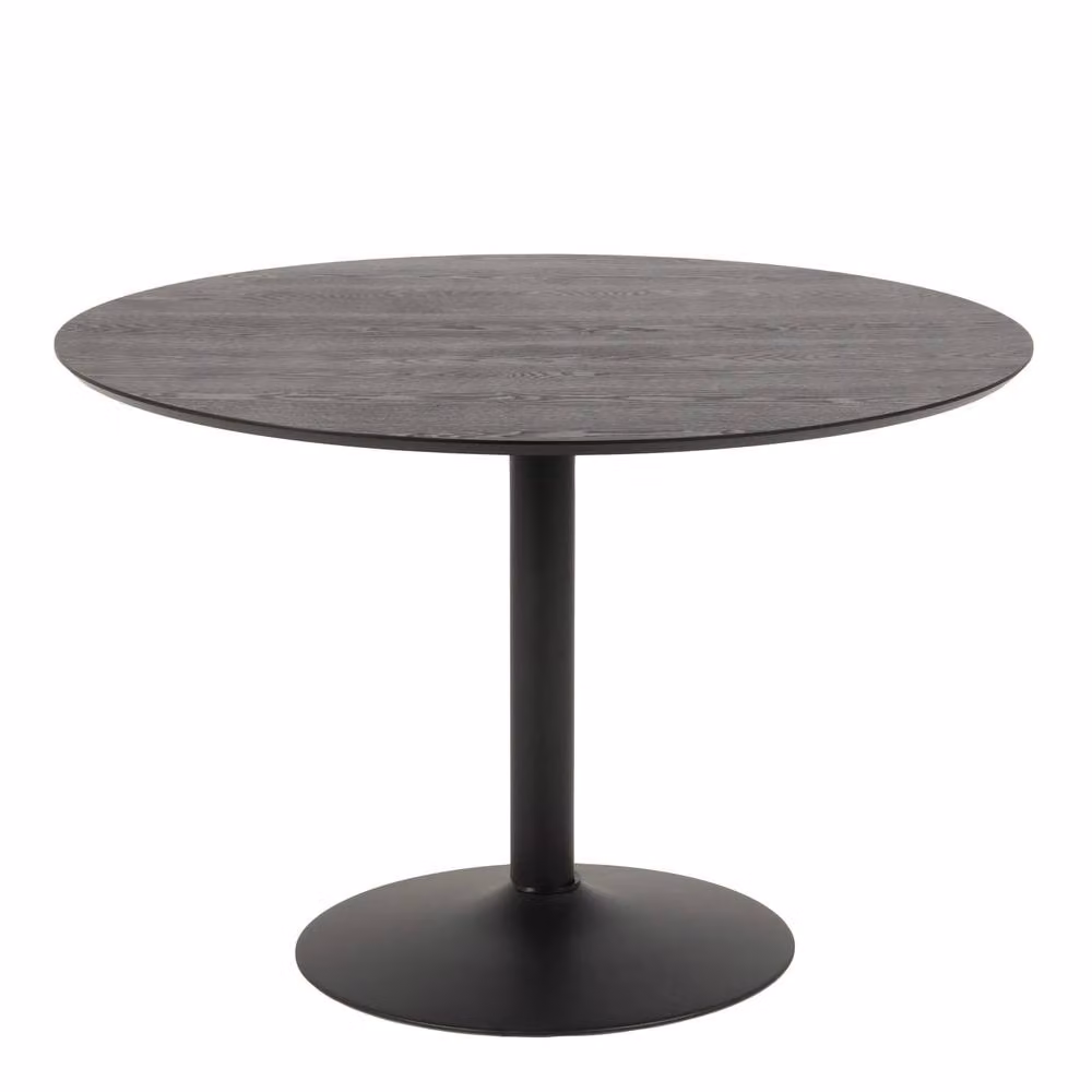 Wyld Haus Ibiza Round Dining Table in Black with Ash Wood Finish, Diameter: 110 cm – 2