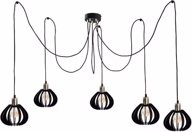 Netlighting Gemma Cluster Pendant Ceiling Light in Black and Gold with 5x E27 Sockets