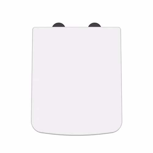 nuie NCH198B Modern Bathroom Square Soft Close Toilet Seat Cover Caps, White/Black, W: 35.8 cm, D: 7.0 cm, H: 43.5 cm