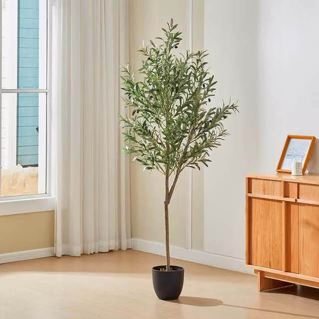 Breeins Green Artificial Mediterranean Olive Tree in Pot, Height: 175 cm