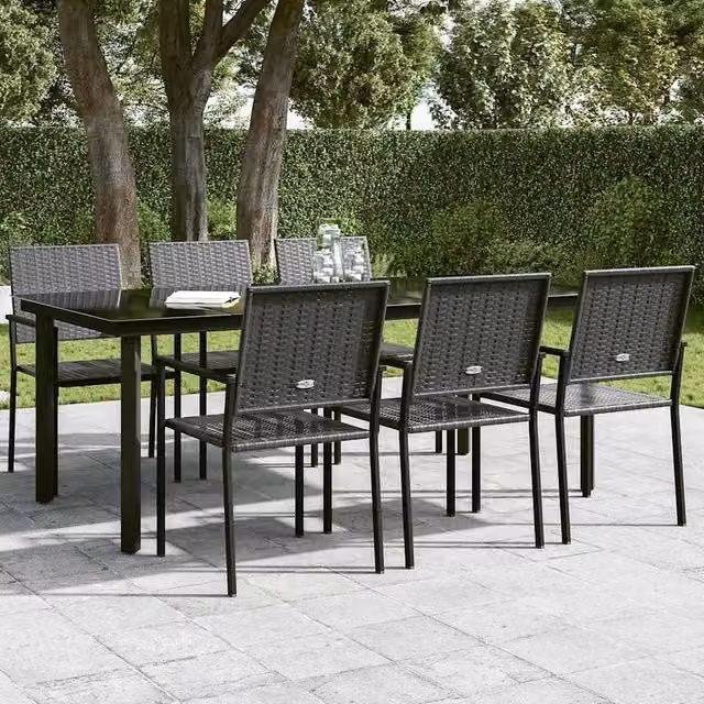 Berkfield Home Classic Garden Dining Table in Black Steel and Glass, W/D/H: 200 x 100 x 74 cm – 1