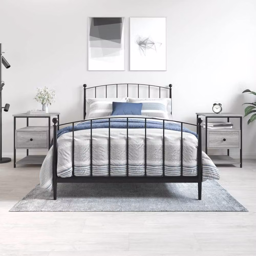 Berkfield Home Set of 2 Durable Bedside Cabinets in Grey Sonoma, W/D/H: 40 x 42 x 56 cm – 2