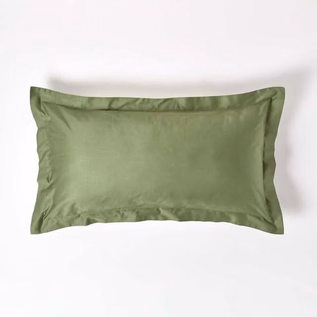 Homescapes Organic Egyptian Cotton Kingsize Oxford Style Pillowcase, Moss Green