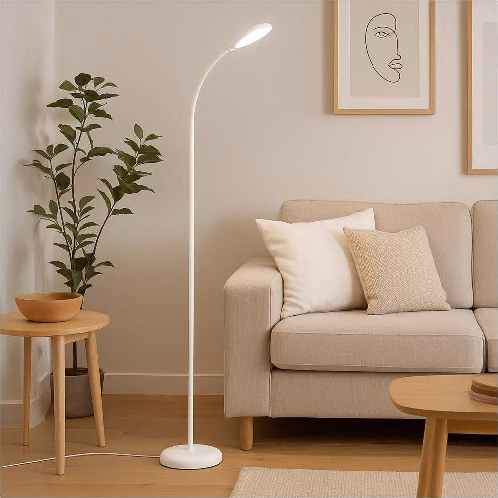 Loops Modern White LED Arc Floor Lamp with Included Bulb – 2