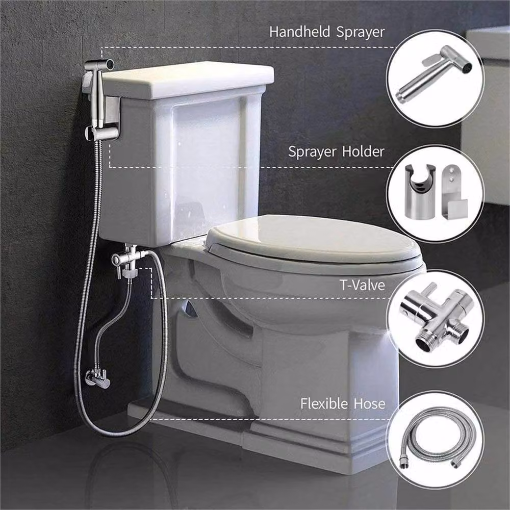 Nordara Luxury Handheld Bidet Toilet Jet Spray Hygienic Shower Kit in Silver Stainless Steel – 4