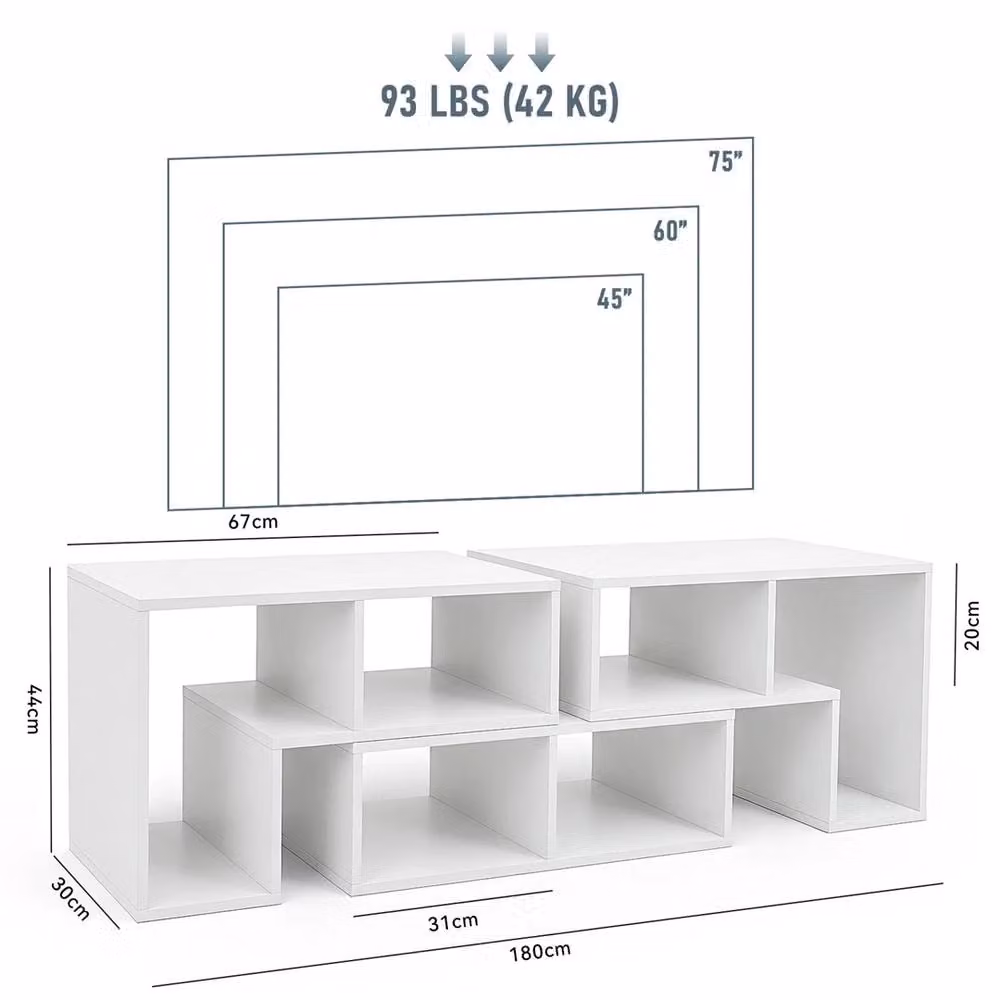 Nordara Free Combination Modern TV Stand and Media Center in White – 2