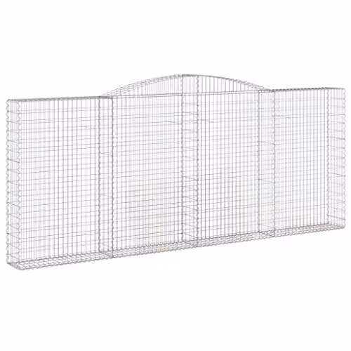vidaXL Arched Gabion Basket in Silver Galvanised Steel, W: 400 cm, D: 30 cm, H: 160-180 cm