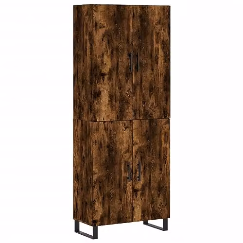 vidaXL Highboard in Smoked Oak, Brown Engineered Wood with Hinged Doors, W/D/H: 69.5 x 34 x 180 cm – 1