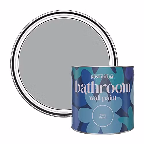 Rust-Oleum Grey Matt Water-Based Bathroom Wall and Ceiling Paint, 2.5L