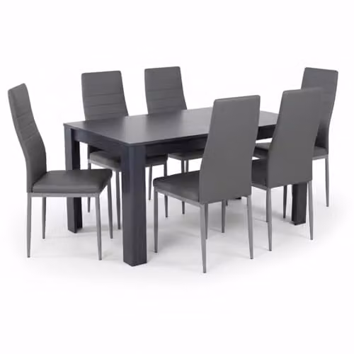 KOSY KOALA Modern Grey Wood Effect Dining Table and 6 Chairs Set, W/D/H: 117 x 77 x 75 cm – 1