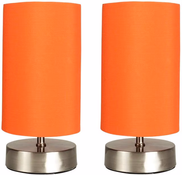 ValueLights Francis Touch Table Lamps - Set of 2 - Orange and White