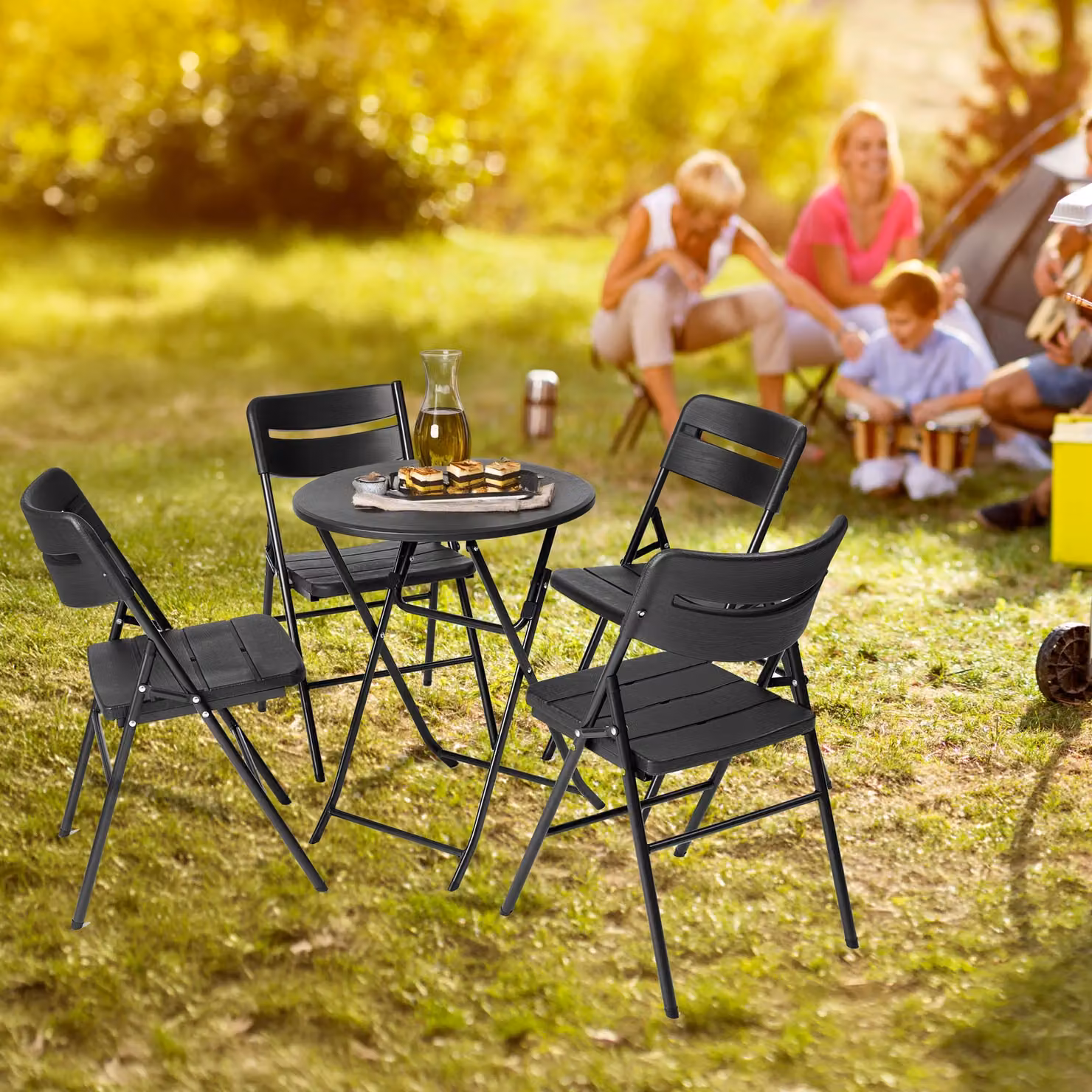 Novecrafto Heavy Duty Folding Chair in Black with Powder Coated Steel Frame, H 79 x W 45 x D 45 cm – 5