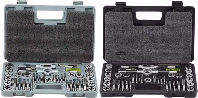 Nordara 80-Piece Metric and SAE Tap and Die Set in Silver Stainless Steel