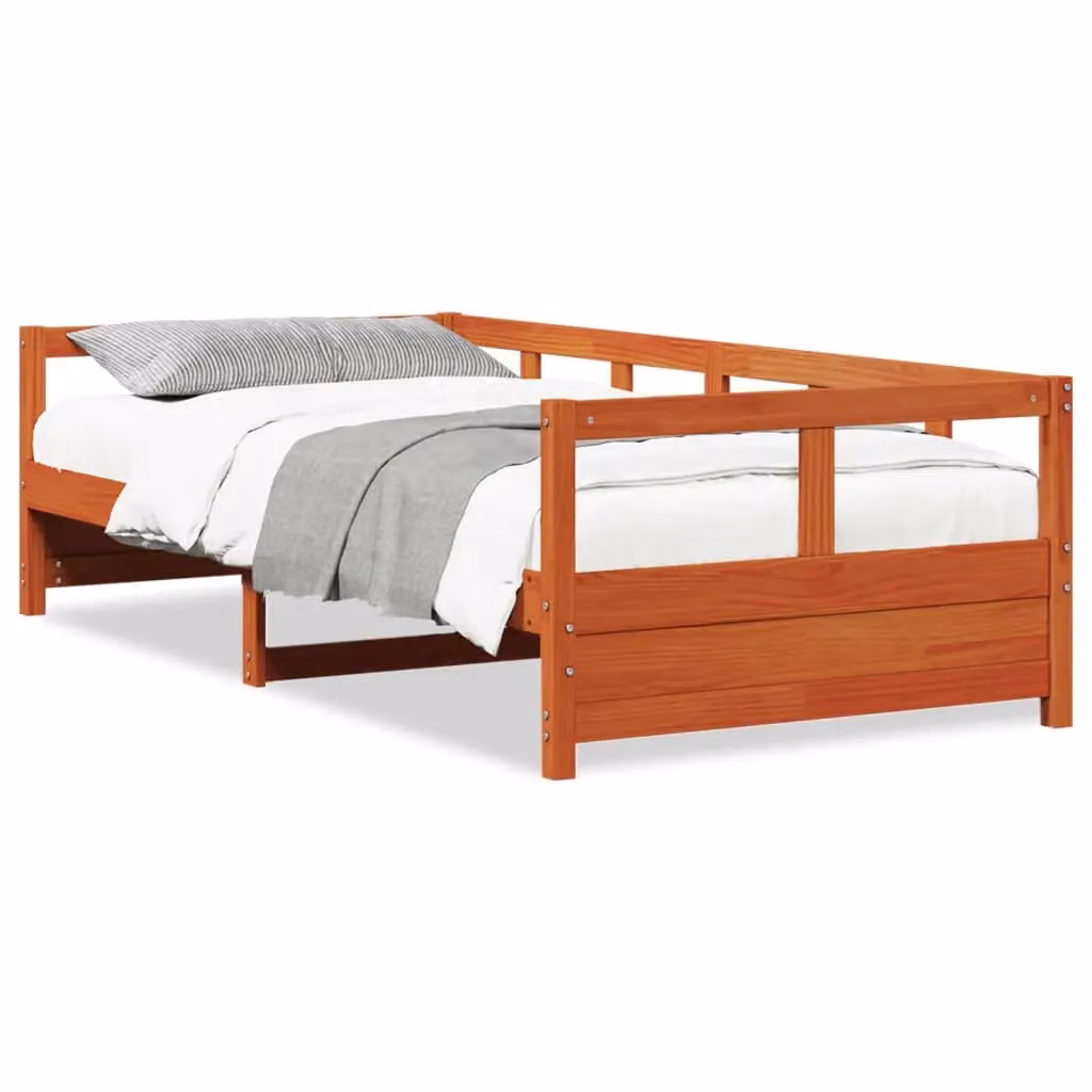 Berkfield Home Wax Brown Solid Pine Wood Daybed without Mattress W/D/H: 200 x 90 x 90 cm – 2