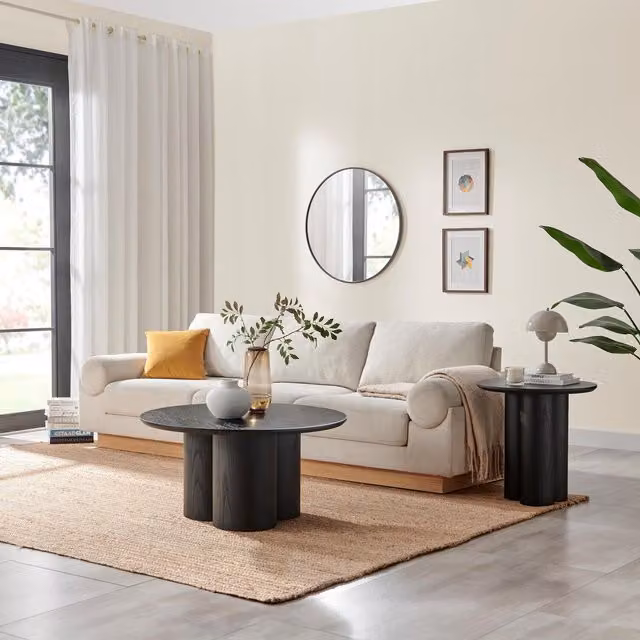 FurnitureboxUK Sutton Round Black Walnut Wood Coffee Table