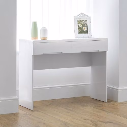 Julian Bowen Manhattan High Gloss White 2 Drawer Dressing Table