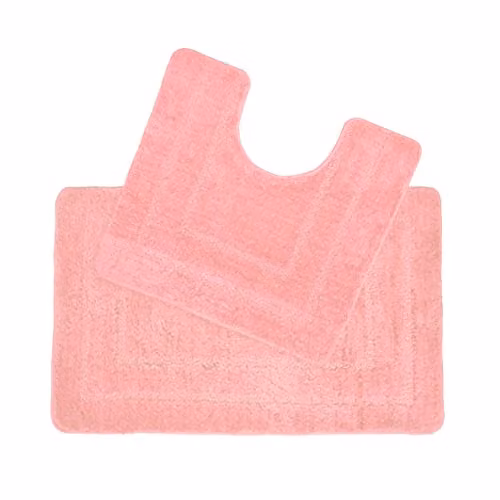 Allure Bath Fashions Two Piece Non-Slip Microfibre Bath and Pedestal Mat Set in Pink – 1