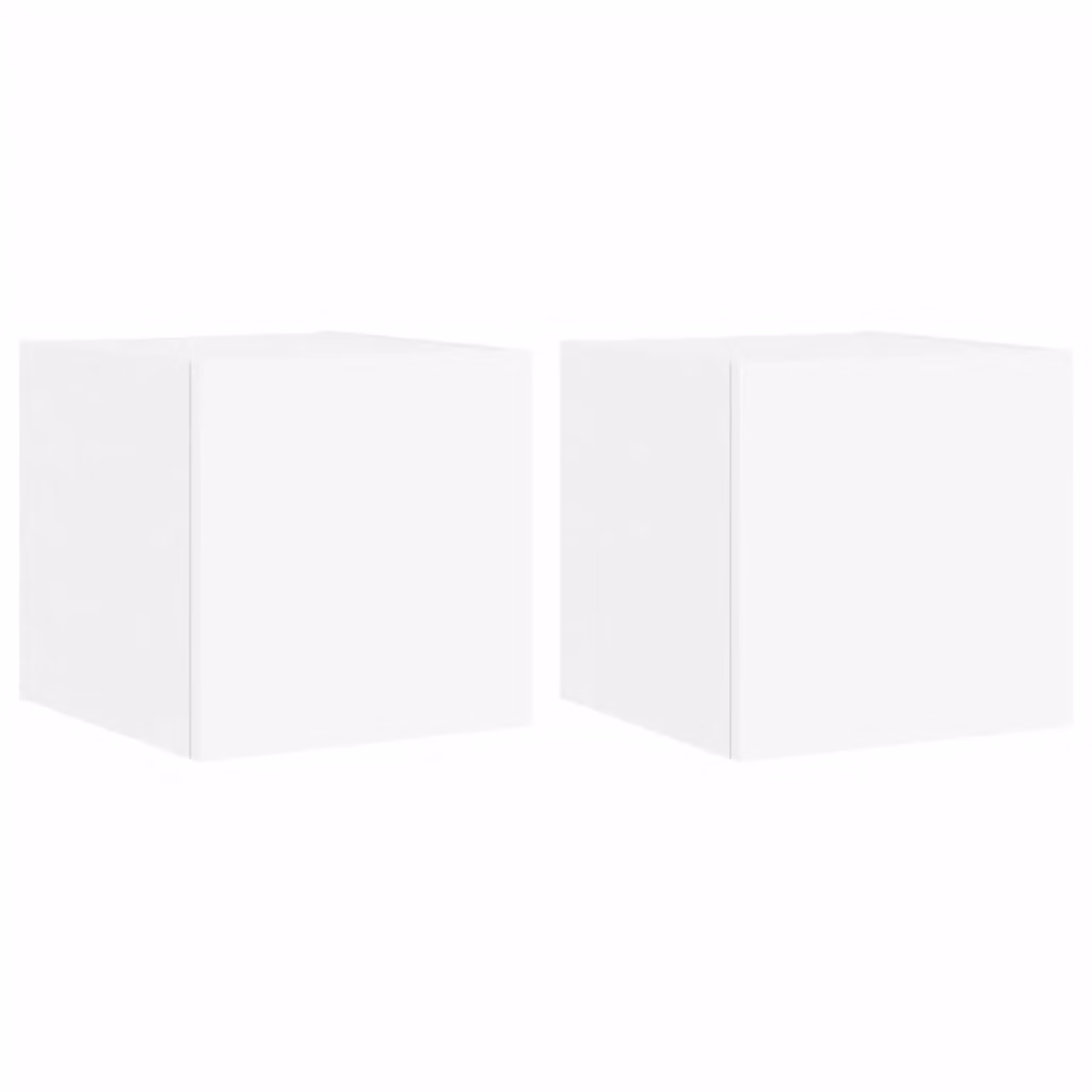 Berkfield Home Modern White Wall Mounted TV Cabinets with Integrated LED Lighting and Internal Shelves, 2 Pack, W/D/H: 30.5 x 35 x 30.5 cm – 2