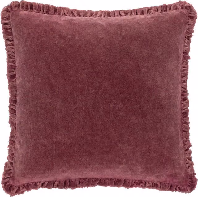 Make it a Home Bertie Square Washed Cotton Velvet Cushion in Red