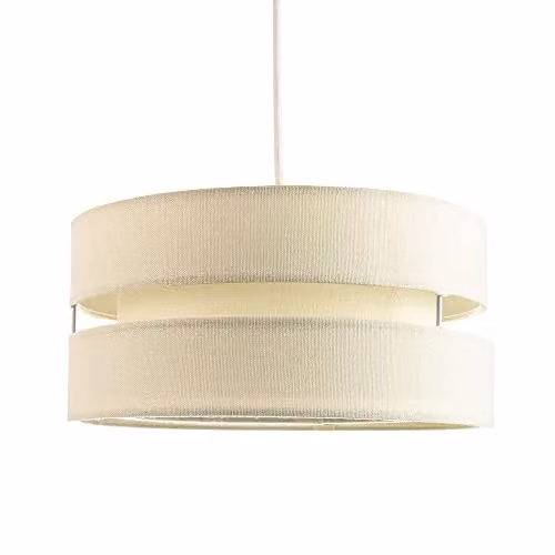 Happy Homewares Contemporary Cream Linen Fabric Triple Tier Ceiling Pendant Light Shade, Diameter: 26 cm