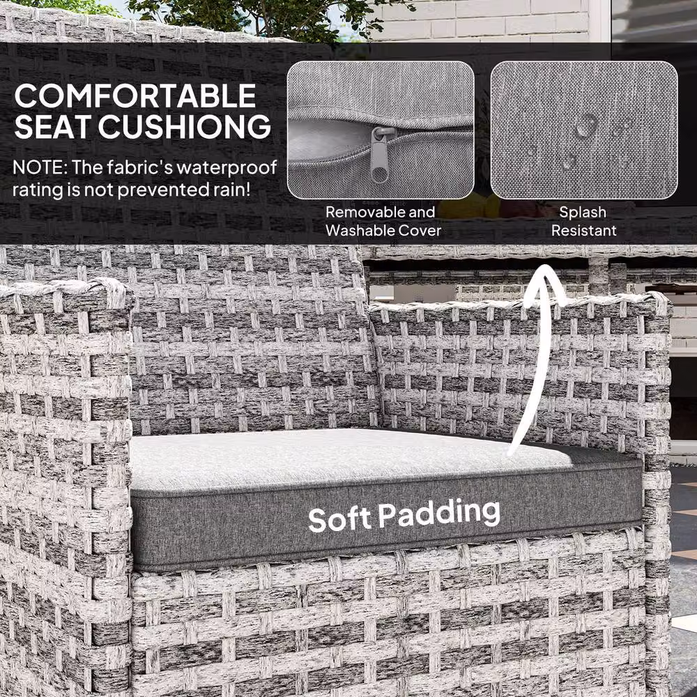 OUTSUNNY 4 Seater Rattan Garden Furniture Set with Cushions in Mixed Grey – 3