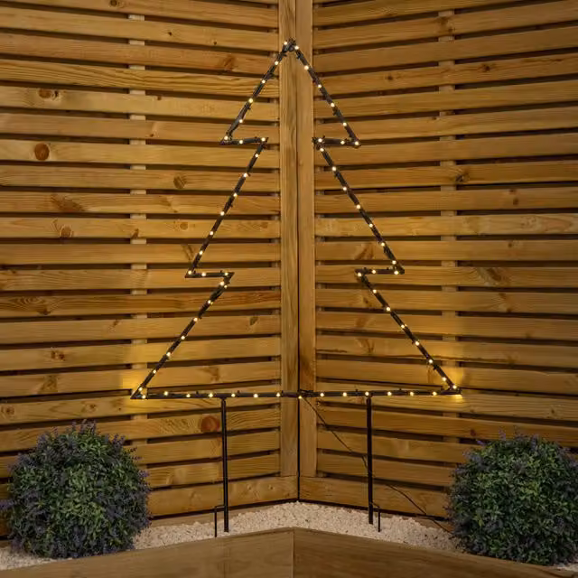 Samuel ALEXANDER Black Metal Dewdrop Christmas Tree with Warm White LEDs, H: 80 cm, W: 73 cm – 1