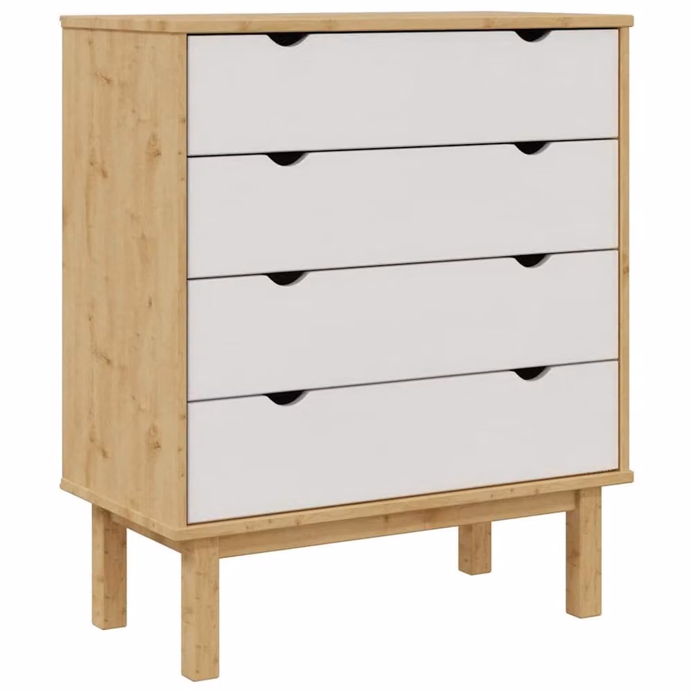 Berkfield Home Beautiful OTTA Drawer Cabinet in Brown and White, W/D/H: 76.5 x 39.5 x 90 cm – 2
