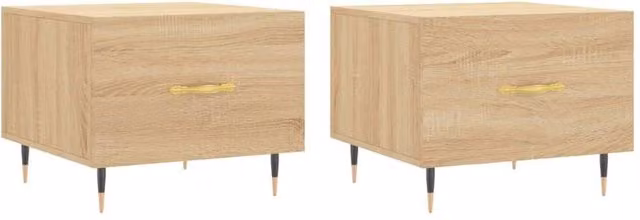 Berkfield Home Set of 2 Sonoma Oak Coffee Tables in Light Brown, W/D/H: 50 x 50 x 40 cm
