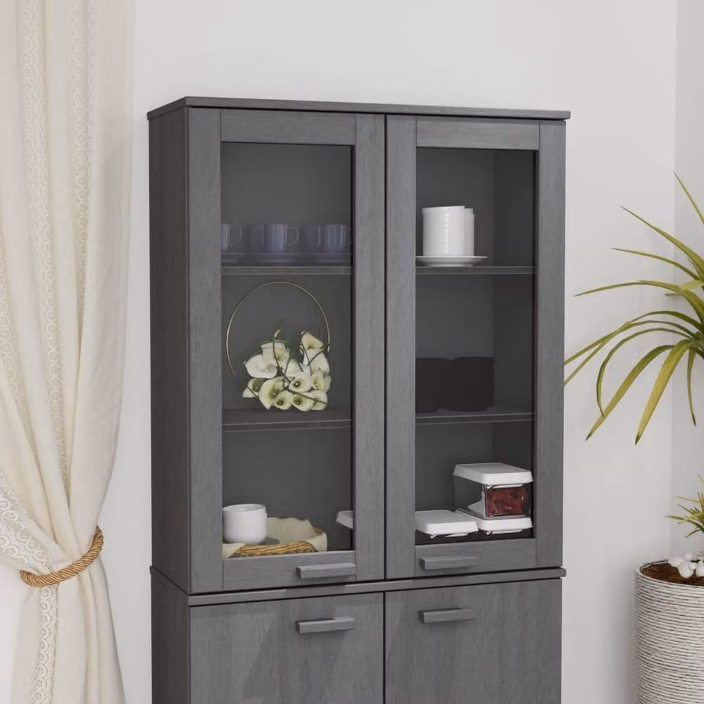 Berkfield Home HAMAR Highboard Top in Dark Grey Solid Wood Pine, W/D/H: 85 x 35 x 100 cm – 2