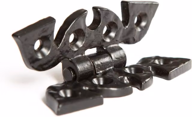 Hammer and Tongs Ornate Iron Cabinet Hinge in Black