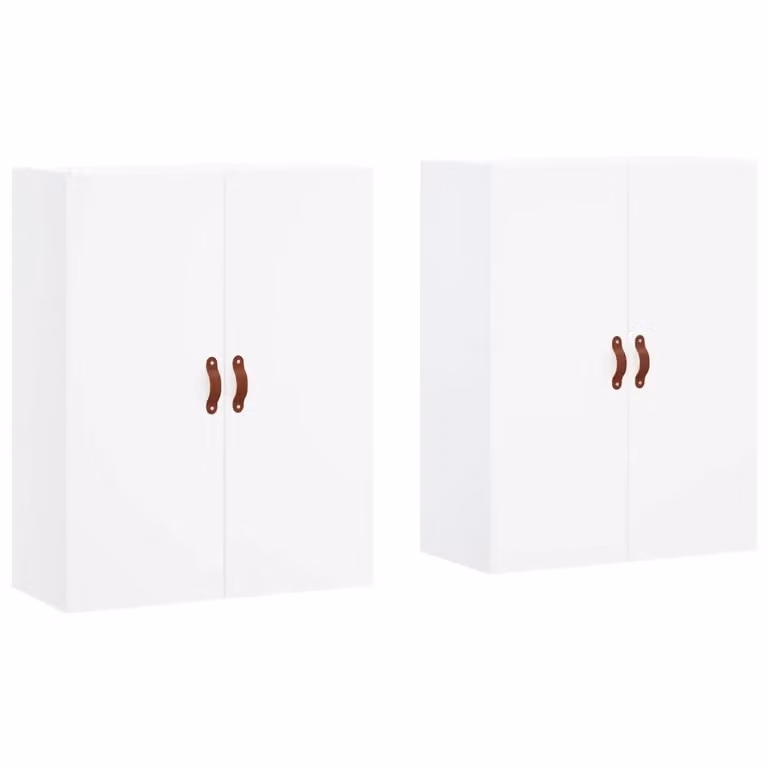Berkfield Home Set of 2 White Wall Mounted Cabinets with Hinged Doors, W/D/H: 69.5 x 34 x 90 cm