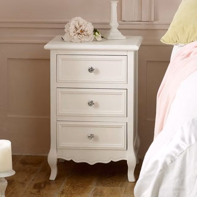 Melody Maison Victoria White Lacquered Wood Bedside Table