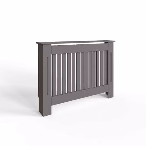 FWStyle Grey Vertical Slat Medium Radiator Cover Shelf Cabinet, H 82.3 x W 112 x D 19 cm – 1
