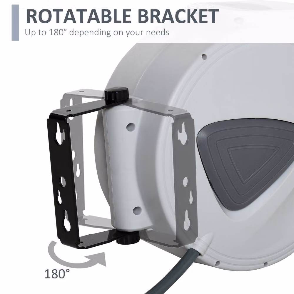STILVORA Wall-Mounted Retractable Air Hose Reel, 10 m, Grey – 6