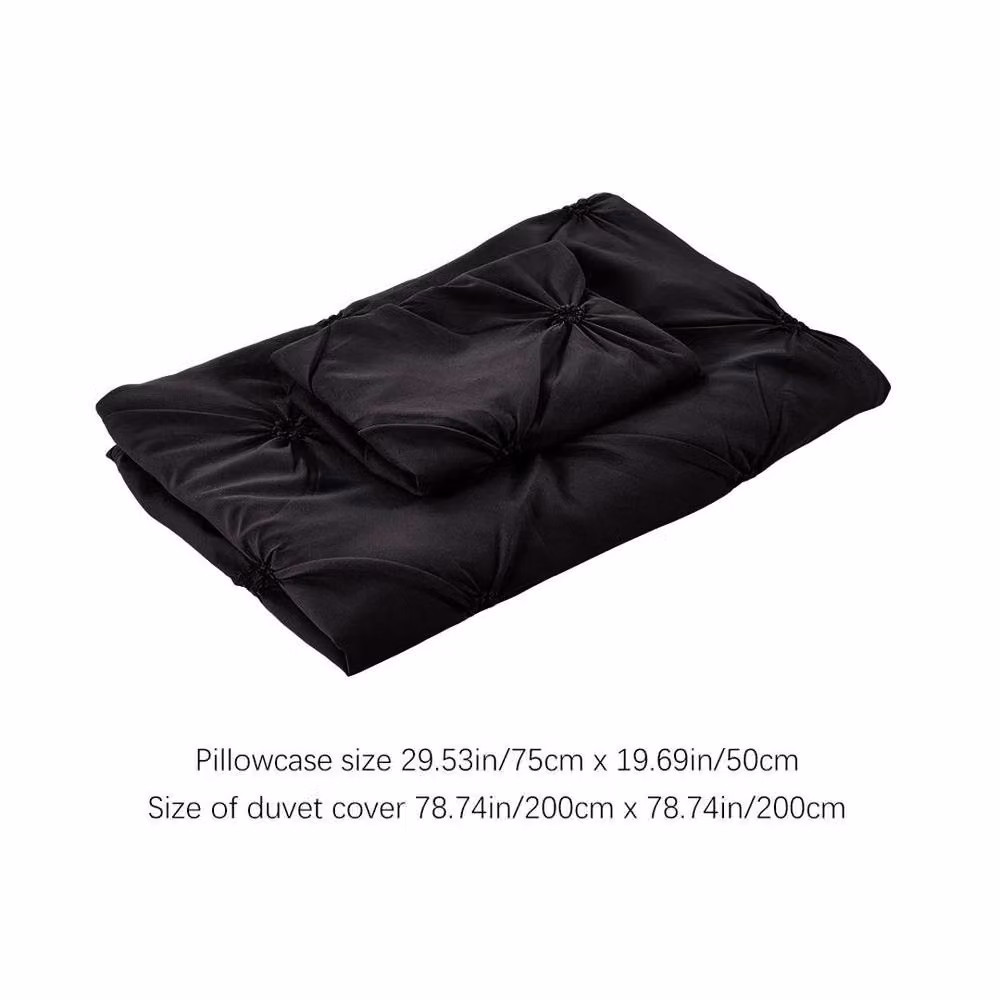 NESTLUNE Black Jacquard 100% Egyptian Cotton Duvet Set with Pillowcases – 2