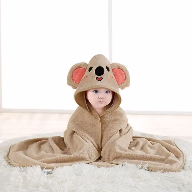 Dyzi Fluffy Brown Hooded Baby Towel
