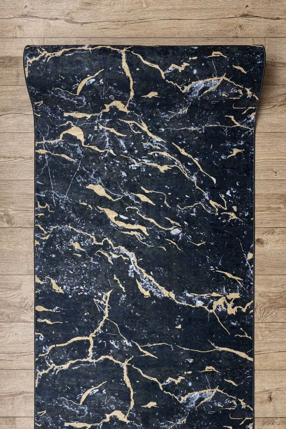 RugsX Lotus Anti-Slip Runner in Black, Stone Look, W: 80 cm, L: 610 cm – 4