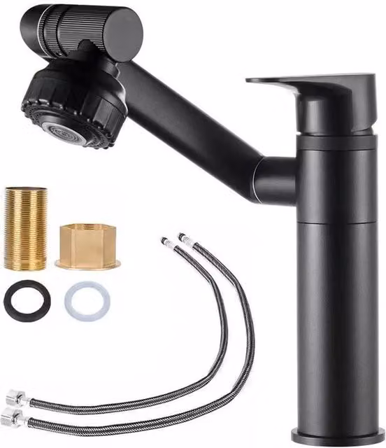KORVIXA Matt Black Single Lever Kitchen Sink Mono Mixer Tap with Filtered Water Function – 1