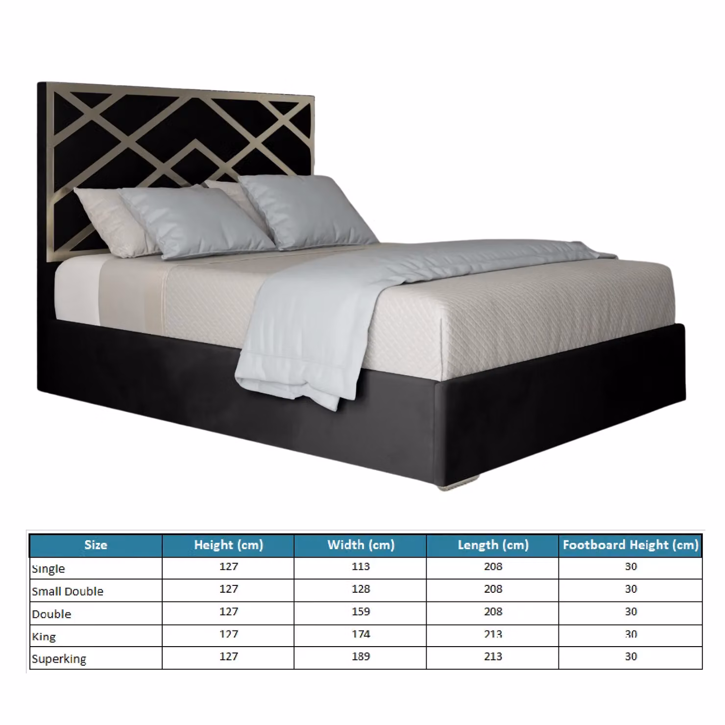 KDMD Mayfair Modern Upholstered Velvet Bed Frame in Black, W/D/H: 180 x 200 x 127 cm – 4