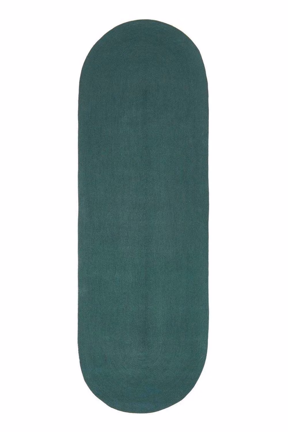 Homescapes Handmade Braided Oval Cotton Hallway and Living Room Rug, Green, W: 66 cm, L: 200 cm – 2