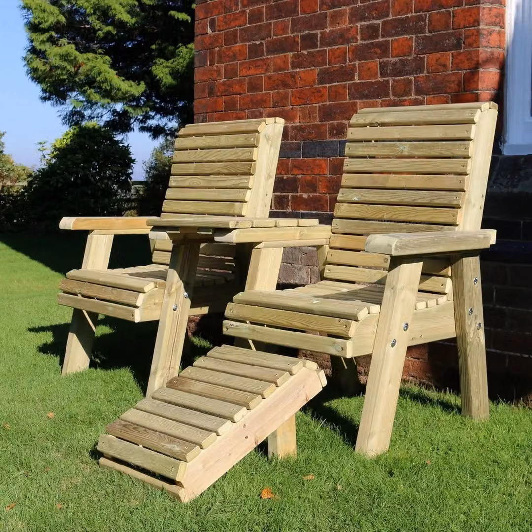 Churnet Valley Garden Furniture Ltd Ergonomic Wooden Footstool in Brown, W: 35 cm, D: 50 cm, H: 30 cm – 3