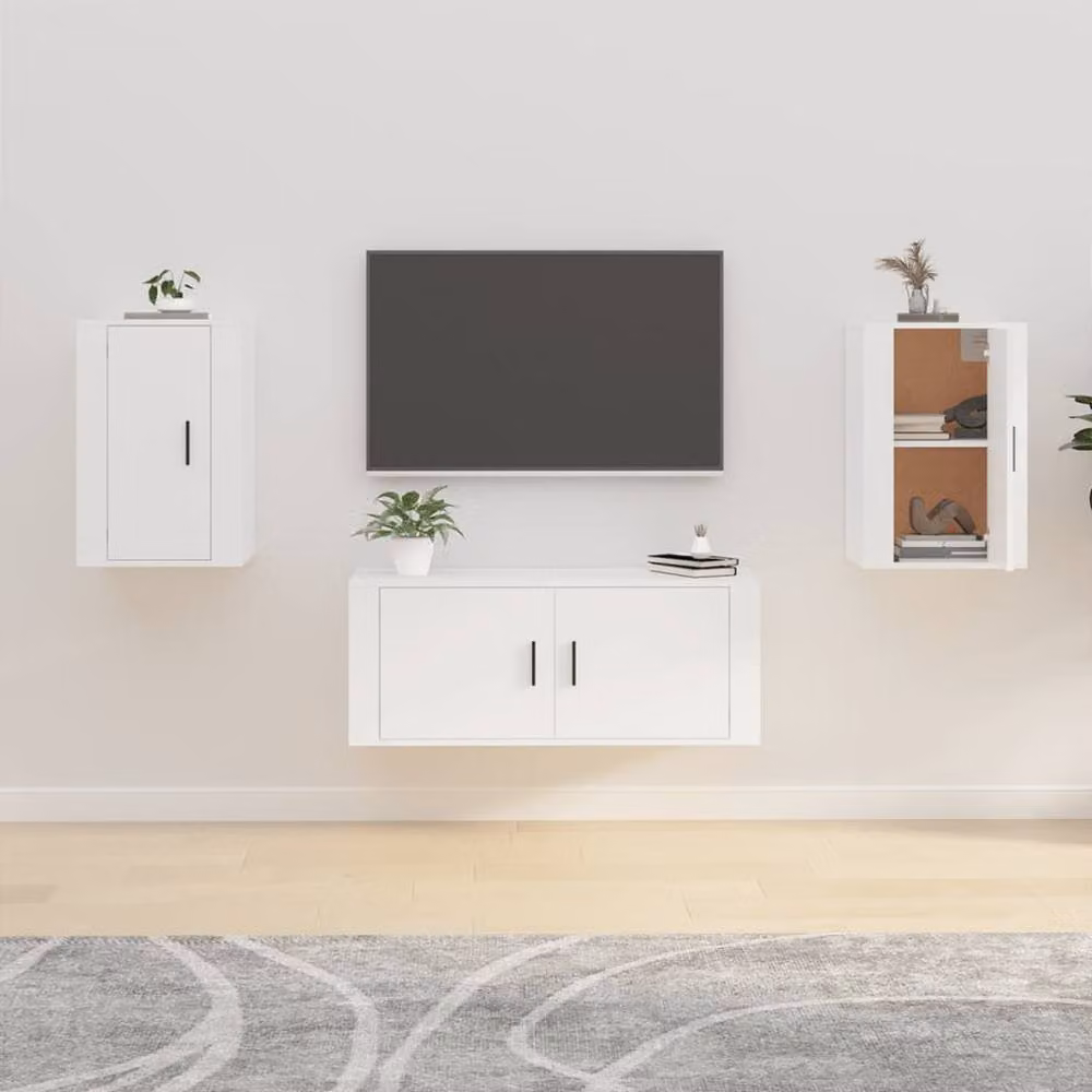 Berkfield Home Wall Mounted TV Cabinets, 2 Piece, White, W: 40 cm, D: 34.5 cm, H: 60 cm – 2