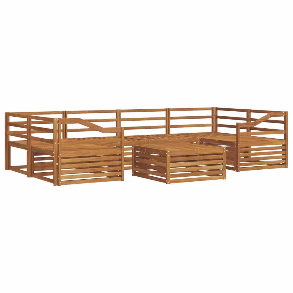 Berkfield Home 7 Piece Outdoor Sofa Set in Brown Solid Acacia Wood – 2