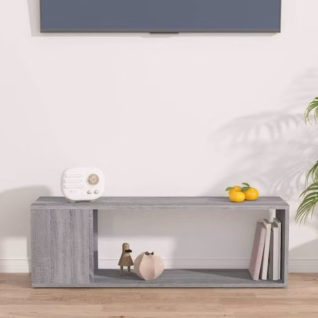 Berkfield Home Modern Grey Sonoma TV Cabinet in Matt Engineered Wood W/D/H: 100 x 24 x 32 cm – 1