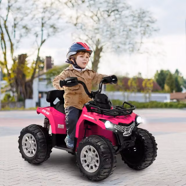 Costway Pink Kids Electric Ride On ATV with Light and Sound Effects